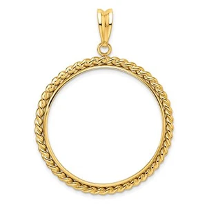 2006-Now $50 1 oz American Buffalo Prong Set Twisted Rope Coin Bezel in 14k Gold - Picture 1 of 7