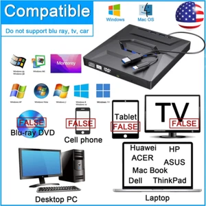Lettore Masterizzatore Scrittore 7in1 Unità CD DVD Esterno USB 3.0 per Laptop Windows 11 10 - Foto 1 di 20