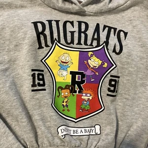 Nickelodeon Rugrats 1991 Pullover Hoodie Hooded Gray Sweatshirt Youth Small GUC - Picture 1 of 3