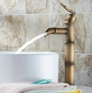 Grifo mezclador de baño de lujo antiguo bronce en forma de bambú - Imagen 1 de 9