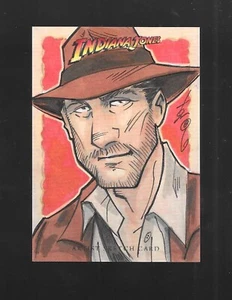 Indiana Jones 2008 Heritage COLOR SKETCH CARD Tom Hodges 1/1 INDY Harrison Ford - Picture 1 of 2