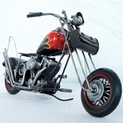 Vintage Rustic Iron Motorcycle Model Collection Metal Motorbike Sculpture 13" In - Image 1 of 4