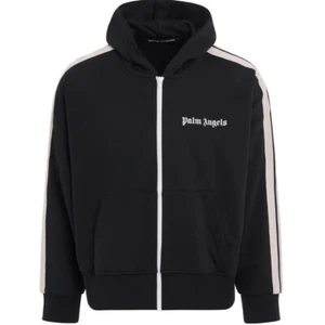PALM ANGELS Palm Angels Zip Up Black Hooded Jacket - Picture 1 of 3