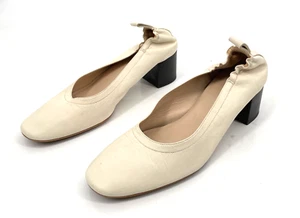 Everlane women's 8 Italian Leather Day Heel in Bone Elastic Back Comfort cream - Picture 1 of 9