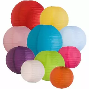 5 Mixed Large Round Chinese Paper Lanterns Lamp Shape Wedding Party Decorations - Picture 1 of 6