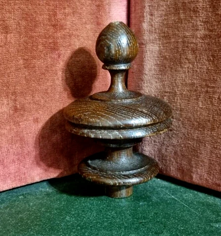 Victorian wood turned newel post finial Antique french architectural salvage 4" Cover