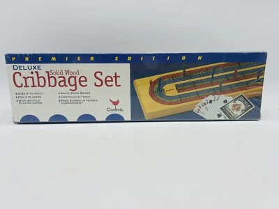 Vintage Cribbage Board Solid Wood Deluxe Set Premier Edition Game 1997 - Sealed - Image 1 of 4