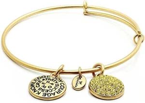 New Chrysalis November Citrine Swarovski Crystal Charms Gold Bangle Bracelet - Picture 1 of 1