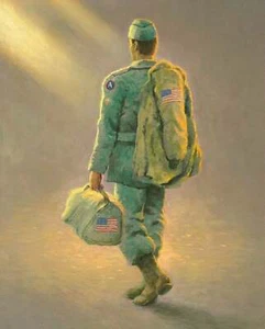 Panel digital de 35" Solider Heading Home Army 100 % algodón tela del panel - Imagen 1 de 1