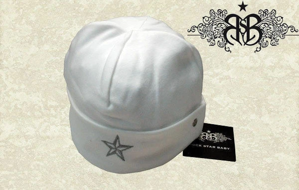 Blanc Bonnet Rock Star Baby Jerseymütze Neuf 2-4 J Avec RSB Logo Broderie __ - Photo 1/1