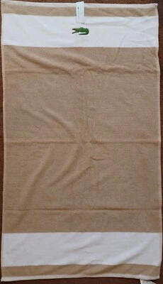 Полотенце для бассейна Lacoste 100% хлопок 30 x 52 дюйма желтовато-коричневое коричневое пляжное большой крокодил - Изображение 1 из 2