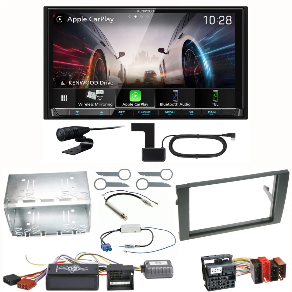 Kenwood DMX8021DABS Android Auto CarPlay Einbauset für Seat Exeo Audi A4 B6 B7 - Bild 1 von 1