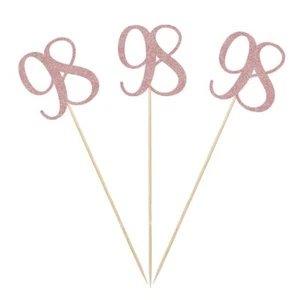 Rose Gold 98th Glitter Birthday Centerpiece Sticks 12-Pack Number 98 Table To... - Picture 1 of 2