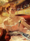 Peinture à l'huile Mary Stevenson Cassatt - femme avec un collier de perles dans une loge 36"
