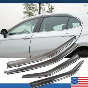 Fit for Toyota Camry 2012-17 Chrome Window Vent Visor Sun Rain Deflector Guard - Picture 1 of 14