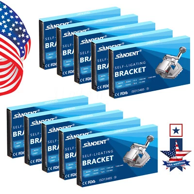 SANDENT Dental Orthodontic Self Ligating Bracket Braces Roth.022 Hooks 345 - Image 1 of 4