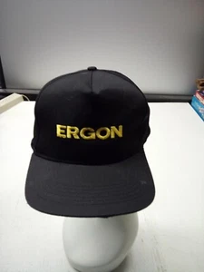 Vintage Ergon Black Trucker Adult Adjustable Snapback Hat Cap Tex Kap New - Picture 1 of 3