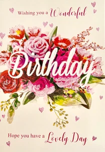 Ich wünsche dir eine wunderbare Geburtstagsgrußkarte, Blumenmotiv, nagelneu - Bild 1 von 1