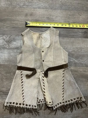 Vintage Western Leather Fringe Vest Women’s/kids Native American Buckskin Suede - Image 1 of 4