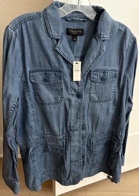 Talbots маленький большой легкий синий джинсовой ткани кнопка карманы общего назначения куртка ($139) - Изображение 1 из 4