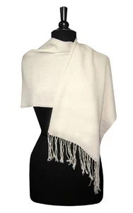 Bufanda lisa Biagio 100 % lana pashmina color crema para mujer chal envolvente bufandas - Imagen 1 de 4