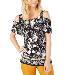I.N.C Womens Floral Cold Shoulder Blouse 636202536452 - Picture 1 of 3