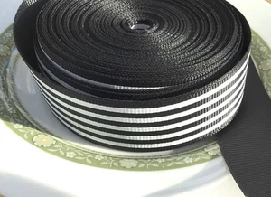 25mm Black and White Ribbon Horizontal Stripe in 2m, 5m, 10m 20m Grosgrain - Picture 1 of 1