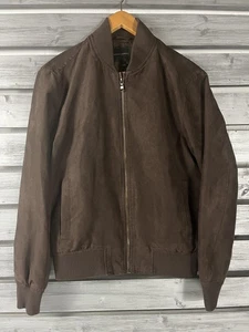 Banana Republic Jacket Mens Small Brown Faux Suede Bomber Full Zip - Picture 1 of 10