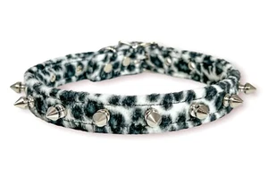 White Leopard Spike Collar Choker Punk Goth Rockabilly Necklace Thrash metal - Picture 1 of 3