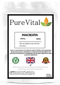 Pancreatin 1000mg Tablets – Digestive Support & Enzyme Formula | PureVital - Picture 1 of 2