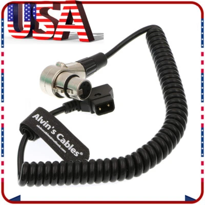 XLR 4 Pin Female Right Angle to D Tap Coiled Power Cable for ARRI Alexa Camera  - Image 1 of 4