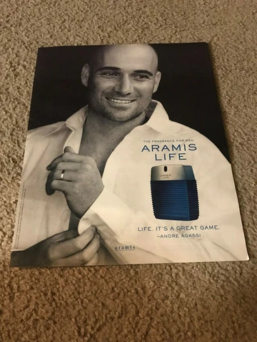 Vintage 2004 ANDRE AGASSI ARAMIS LIFE COLOGNE Poster Print Ad TENNIS RARE Cover