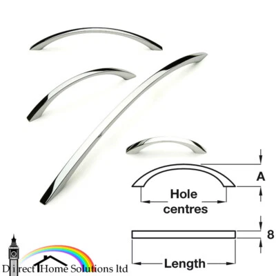 CORDELIA Bow Kitchen Cabinet Door Handle Cupboard Drawer Bedroom Furniture Pull - Image 1 of 4