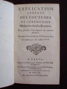 Explication abrégée des coutumes et cérémonies observées chez les Romains - Imagen 1 de 2