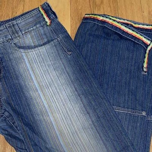 Vtg 2000s Le Jean De Marithe Francois Girbuad Striped Jeans 34x32 Rainbow Tape - Picture 1 of 12