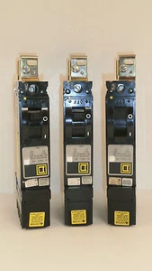 SQUARE D *SET OF 3* 1 POLE CIRCUIT BREAKERS FH16020A, B & C - Picture 1 of 8