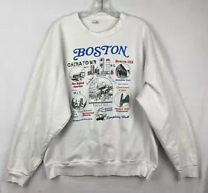 Sudadera De Colección Boston Blanca XL Cuello Redondo Manchas/Uso Pesado Lugares de interés - Imagen 1 de 12