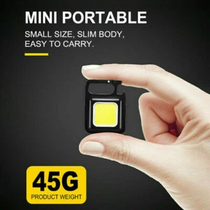 Mini Magnetic COB LED Keychain Light Flashlight USB Rechargeable Torch Lamp Work - Picture 1 of 10