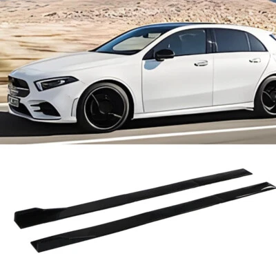 For Benz A-Class W176 W177 Side Skirt Panel Spoiler Splitter Rocker Lip Glossy - Image 1 of 4
