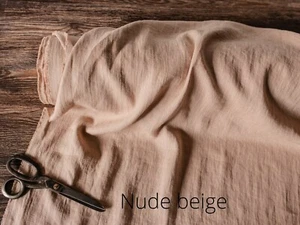 Nude Beige Linen Fabric by the Yard – Soft, Breathable, Natural Look for Apparel - Picture 1 of 4