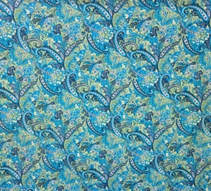 Heavy Cotton Fabric Paisley Turquoise Blue Lime Green Shower Curtain BOHO 72" - Picture 1 of 4