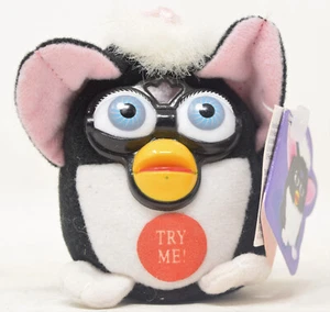 Furby Talking Keychain Plush Black White Fun-4-All Tiger #94067 NWT New - Picture 1 of 3