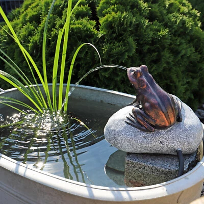 Frosch Wasserspeier Komplettset Strom Teichpumpe Springbrunnen Gartendeko Speier - Bild 1 von 4