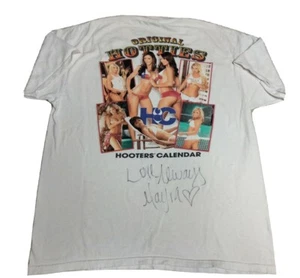 VTG Hooters Hotties Calendar Promo Pin Up Girl Signed T Shirt XL - Picture 1 of 12