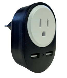 Travel Plug From USA To Europe Euro France Spain Visitor Adapter 2x USB Adaptor - Picture 1 of 3