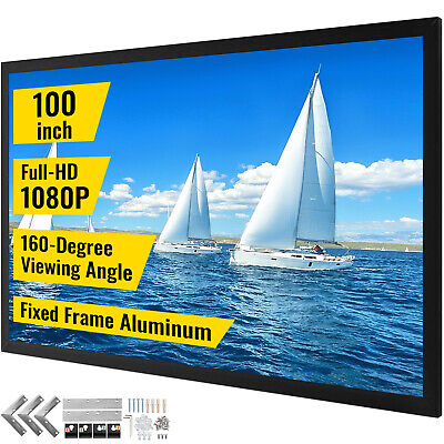 100  16:9 Fixed Frame Projector Screen HD 4K Home Theatre 3D Aluminum & PVC • 142.99$