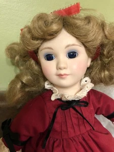 12in Porcelain Doll In Red Dress - Picture 1 of 10