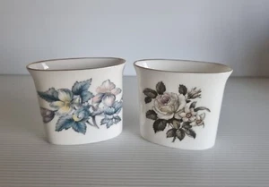 VINTAGE 'ROYAL WORCESTER' BONE CHINA FLORAL TOOTHPICK HOLDER England x 2 - Picture 1 of 7