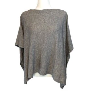 Sweater Poncho Light Gray with Pearl Trim - Picture 1 of 7