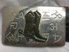 Vintage Leather Chambers Belt Cowboy Buckle Boots Ranch Brands Branding Floral